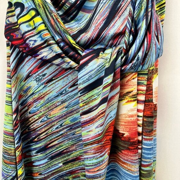 Molli & Mia Womens Sheath Dress Blue Red Abstract One Shoulder Sleeveless S - Picture 9 of 11